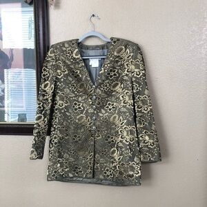 Escada Metallic Lace detail Coat Size 40